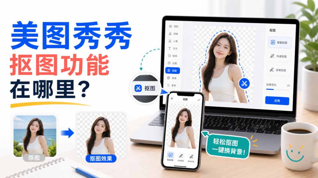 美图秀秀抠图功能位置教程封面